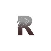 letra r com vetor de logotipo de ícone de cabeça de pantera