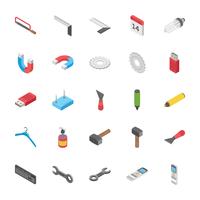 Isometric Set Of Tools Ícones de objetos vetor