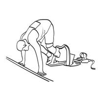 posição inicial da arte de linha do atleta com ilustração vetorial de handicap desenhado à mão isolado no fundo branco vetor