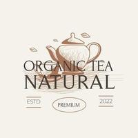 logotipo de ilustração de chá vintage vetor