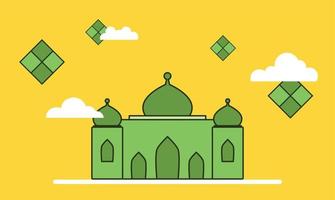 realista ramadan kareem ilustração plana eid al-fitr papel de parede mubarak vetor hari raya aidilfitri