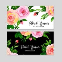 Conjunto de Banner Floral em Aquarela vetor