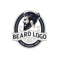 ilustração vetorial de logotipo de barba, modelo de logotipo de barbearia, vetor de homens de corte de cabelo