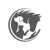 cavalo, cachorro, modelo de vetor de design de logotipo de animal de gato