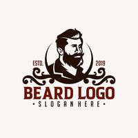 ilustração vetorial de logotipo de barba, modelo de logotipo de barbearia, vetor de homens de corte de cabelo