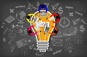 Reunião de negócios com inspiração criatividade planejamento conceito de ícone de lâmpada