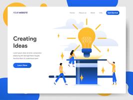 Modelo de página de aterrissagem de criação de conceito de ilustração de idéias vetor