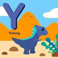 ilustrações fofas de desenhos animados com alfabeto de dinossauro 26 vetor