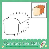 conecte os pontos contando números de 1 a 20 planilha de quebra-cabeça com pão vetor