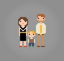 Pixel de 8 bits amo minha família, em ilustração vetorial para ícone do jogo.