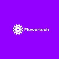 design de logotipo moderno de inicialização de flor de tecnologia vetor