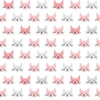 padrão de vetor sem costura com gatos sorridentes fofos. fundo em rosa e cinza.