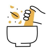 argamassa. ícone de culinária doodle desenhado à mão. vetor