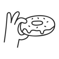 doodles donut .food e bebida. vetor