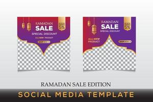 anúncio de banners de modelo de postagem de mídia social de venda do ramadã. ilustração vetorial editável. vetor