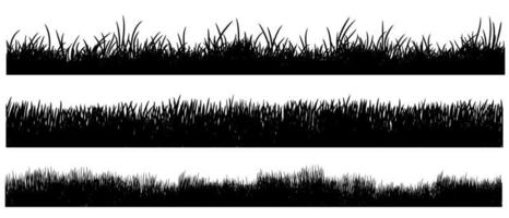 borda de pincel de grama, borda de grama, silhueta de grama preta para plano de fundo ou banner vetor