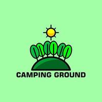 design de logotipo de terreno de acampamento vetor