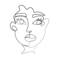 uma mulher de rosto de linha desenhada em ilustração vetorial isolada de fundo branco vetor