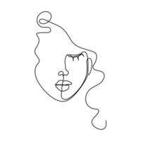 mulher rosto desenho de linha contínua. ilustração vetorial vetor