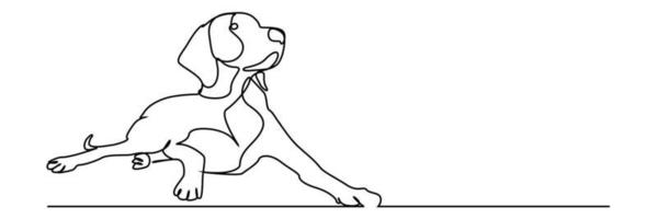 cão desenho vetorial usando estilo de arte de uma única linha contínua isolado no fundo branco. vetor