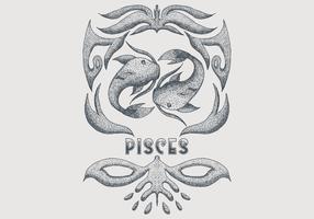 vintage pisces assinar decoração vetor