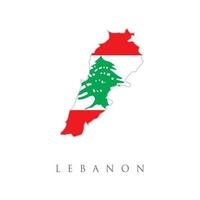 mapa país wilh bandeira do Líbano. país de mapa-líbano de vetor em fundo branco. design de bandeira libanesa para a humanidade, paz, doações, caridade e anti-guerra.