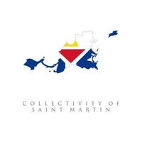 coletividade do mapa da bandeira de saint martin. a bandeira do país na forma de fronteiras. ilustração vetorial de estoque isolada no fundo branco. vetor