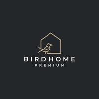 ilustração de linha de ícone de vetor de logotipo de casa de pássaro