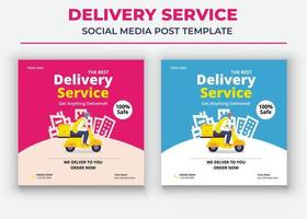 postagem e folheto de mídia social de serviço de entrega