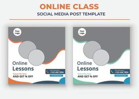 cartaz de classe de negócios on-line, postagem de mídia social de classe on-line e folheto vetor