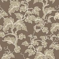 padrão sem emenda floral. ramo com textura de desenho de arte de linha ornamental de folhas. florescer natureza verão jardim fundo texturizado vetor