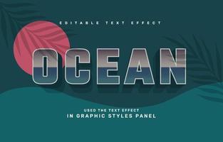modelo de efeito de texto editável de oceano retrô vetor