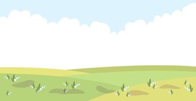 paisagem de gramado verde panorâmico de fundo de verão brilhante - vetor