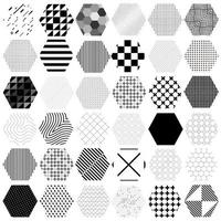 36 peças hexágonos diferentes com padrões diferentes - vetor