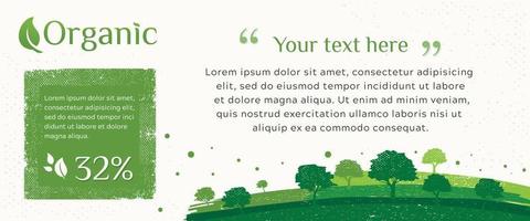 vetor de banners de natureza, ecologia, orgânico, meio ambiente. banner web de ambiente verde limpo com estilo grunge