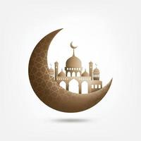 fundo islâmico meio mês com mesquita vetor