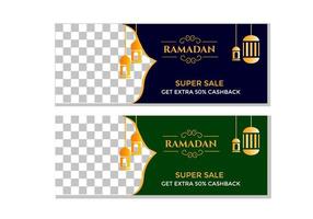 conjunto de ramadan kareem de cartazes ou ilustração invitations.vector. lugar para design text.ramadan mubarak vetor