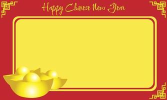 fundo de feliz ano novo chinês com pilha de barra de ouro chinesa e área de espaço de cópia vetor