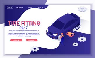 Landing Page de montagem de pneus vetor