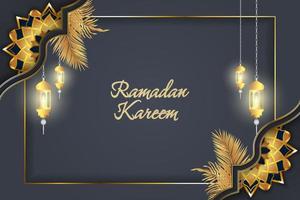 ramadan kareem islâmico cinza e luxo dourado vetor