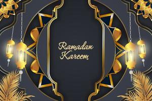 ramadan kareem islâmico cinza e luxo dourado vetor