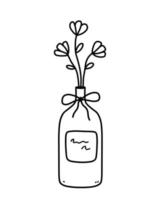 lindas flores em vaso isolado no fundo branco. lindo buquê. ilustração vetorial desenhada à mão em estilo doodle. perfeito para cartões, decorações, logotipo. vetor