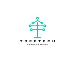 modelo de design de ícone de logotipo de tecnologia de árvore vetor