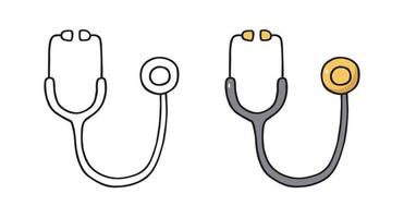 ícone de estetoscópio desenhado à mão. ilustração de doodle sobre medicina e cardiologia. estetoscópio de ilustração vetorial. vetor