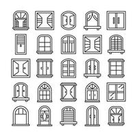 conjunto de ícones de linha de janela vetor