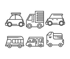 ícones de carro de caminhão, van e sedan vetor