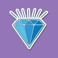 ilustração de doodle de diamante azul desenhada à mão para adesivos etc vetor