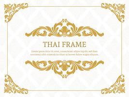 Moldura de borda temática tailandesa elegante ouro vetor