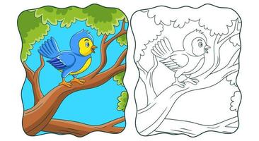 pássaros de ilustração de desenhos animados cantando no livro de árvores ou página para crianças vetor