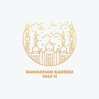 arte de linha da mesquita para ramadhan kareem. ilustração do estilo de arte de linha de mesquita. fundo do Ramadã Kareem vetor